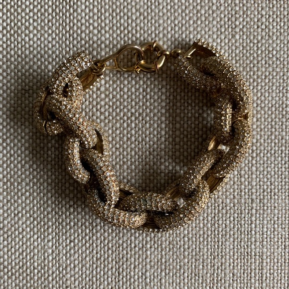 J. Crew Chunky Chain Rhinestone Bracelet - Picture 2 of 4
